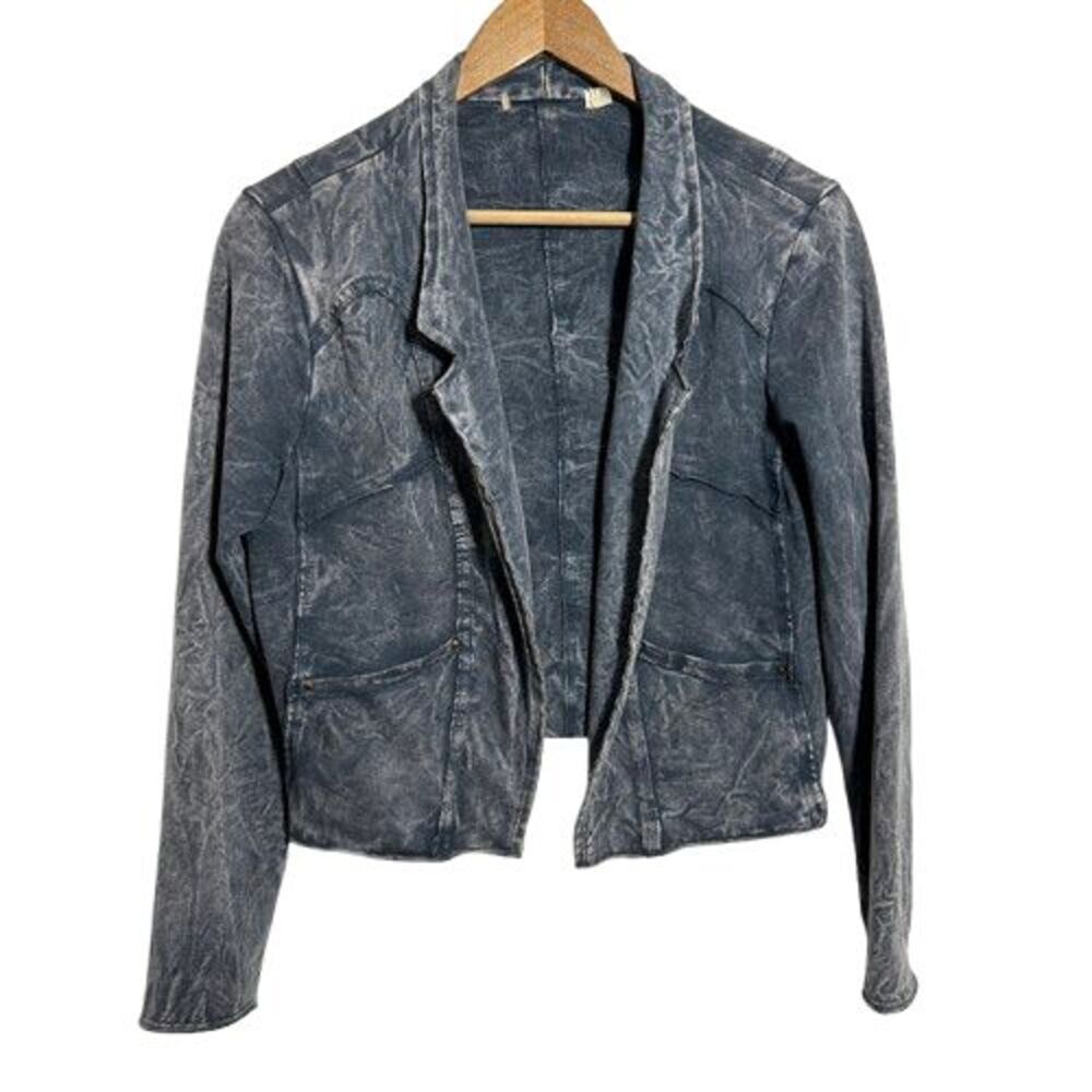 Testimony Los Angeles French Terry Blazer Jacket S Asphalt Gray Crop Made in USA